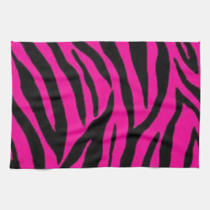 Pink zebra print design tea towel