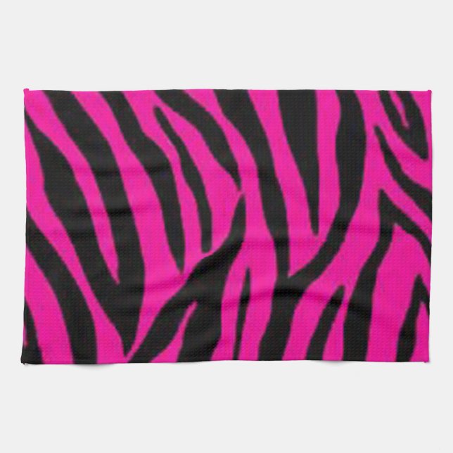 Pink zebra print design tea towel (Horizontal)