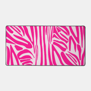 Pink zebra print desk mat