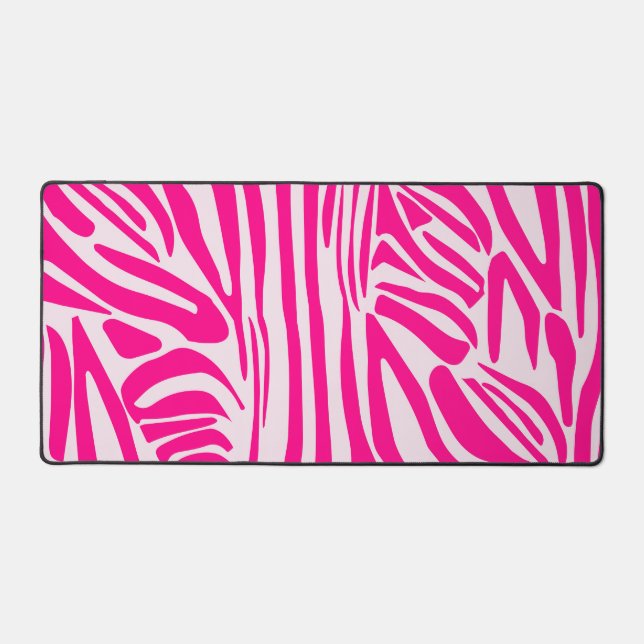 Pink zebra print desk mat (Front)