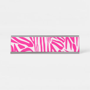 Pink zebra print desk name plate