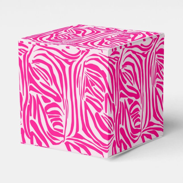 Pink zebra print favour box (Front Side)