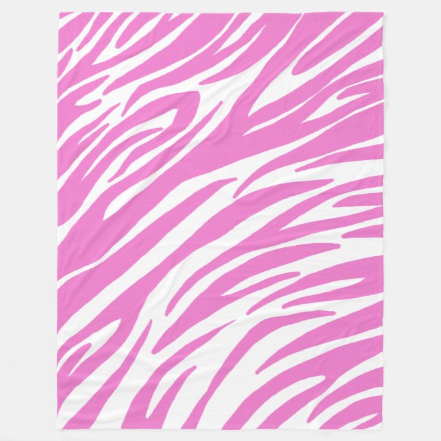 Pink Zebra Print Fleece Blanket (Front)