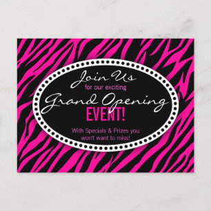 Pink Zebra Print Hair Salon Grand Opening Postcard