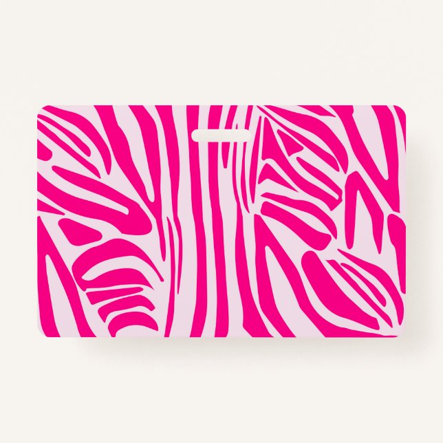 Pink zebra print ID badge (Front)