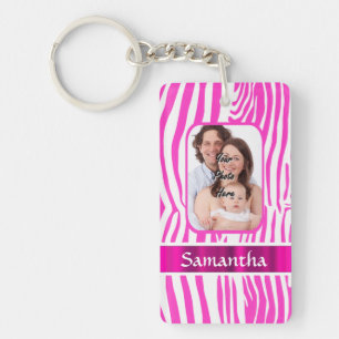 Pink zebra print key ring