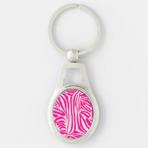 Pink zebra print key ring