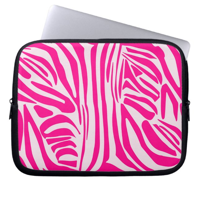 Pink zebra print laptop sleeve (Front)