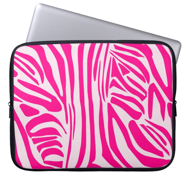 Pink zebra print laptop sleeve (Front)
