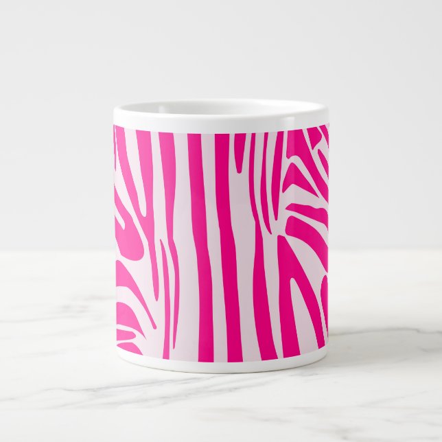 Pink zebra print large coffee mug (Front)