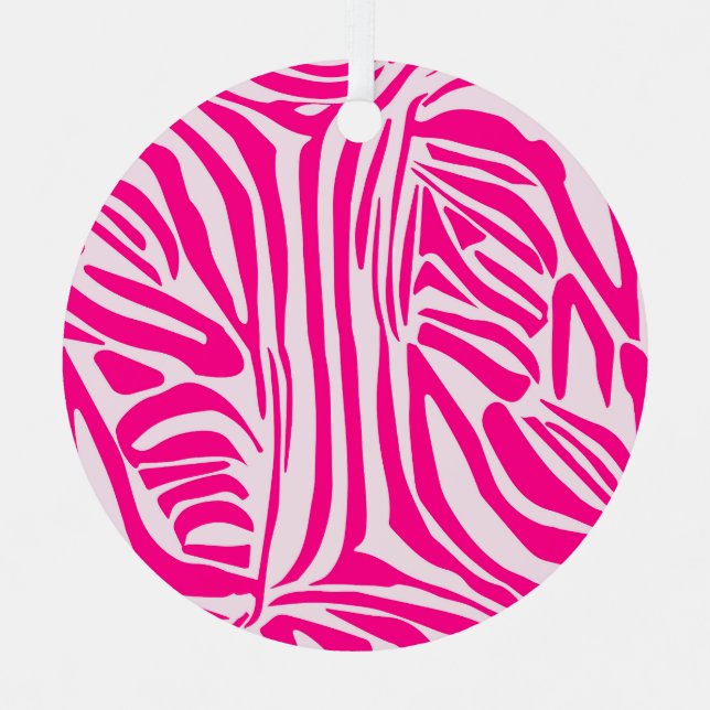 Pink zebra print metal tree decoration (Front)