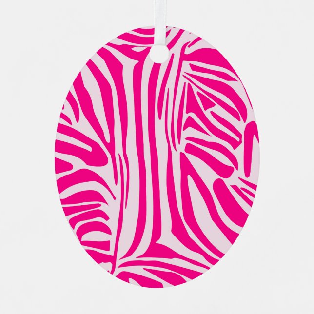 Pink zebra print metal tree decoration (Front)