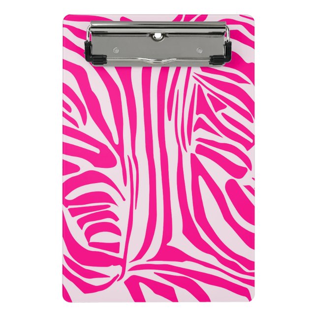 Pink zebra print mini clipboard (Front)