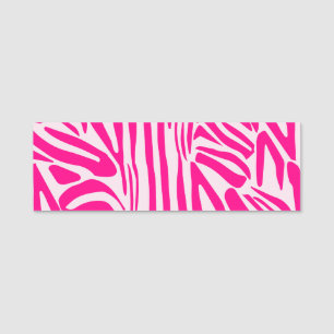 Pink zebra print name tag