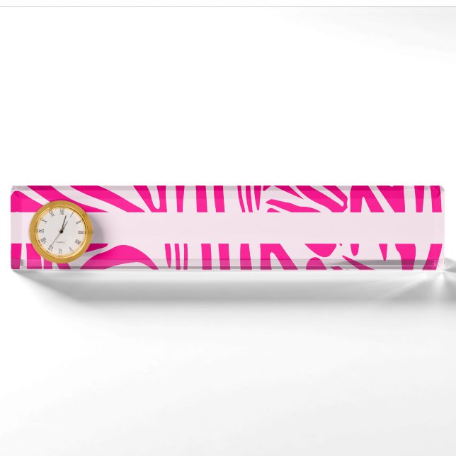 Pink zebra print nameplate (Front)