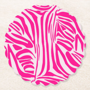 Pink zebra print paper coaster