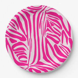 Pink zebra print paper plate