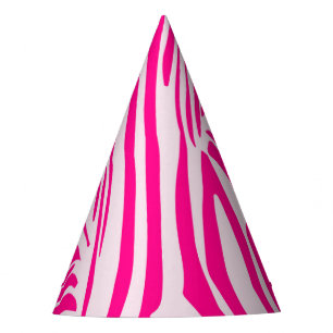 Pink zebra print party hat