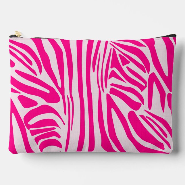 Pink Zebra Print Pattern Accessory Pouch (Front)