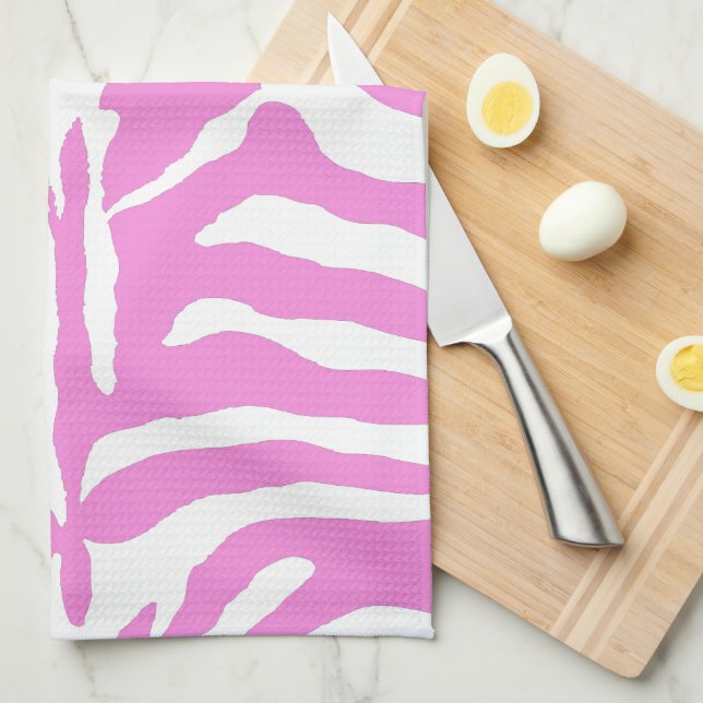 Pink Zebra Print Pattern Animal Texture Tea Towel (Quarter Fold)