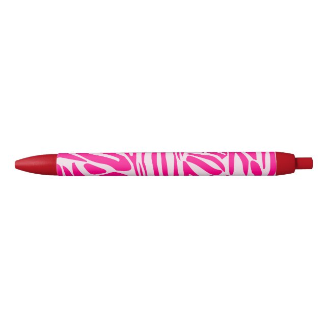 Pink Zebra Print Pattern Black Ink Pen (Front)