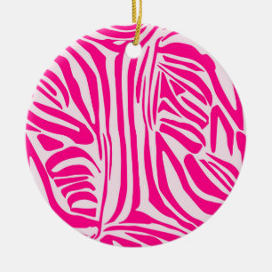 Pink Zebra Print Pattern Ceramic Ornament