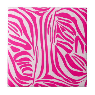 Pink Zebra Print Pattern Ceramic Tile