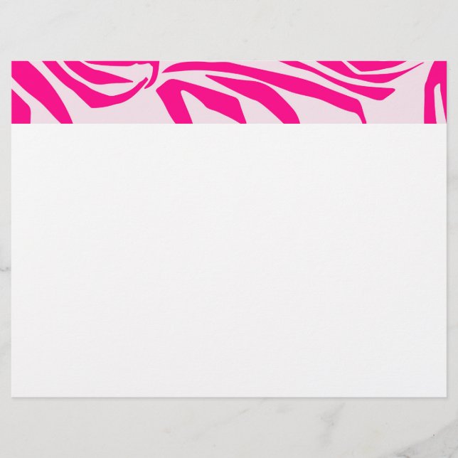 Pink Zebra Print Pattern Custom Letterhead (Front)