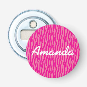 Pink Zebra Print Pattern Customisable Bottle Opener