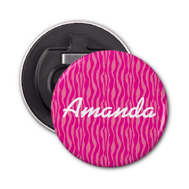 Pink Zebra Print Pattern Customisable Bottle Opener (Front)