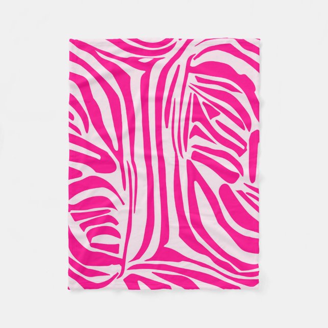Pink Zebra Print Pattern Fleece Blanket (Front)