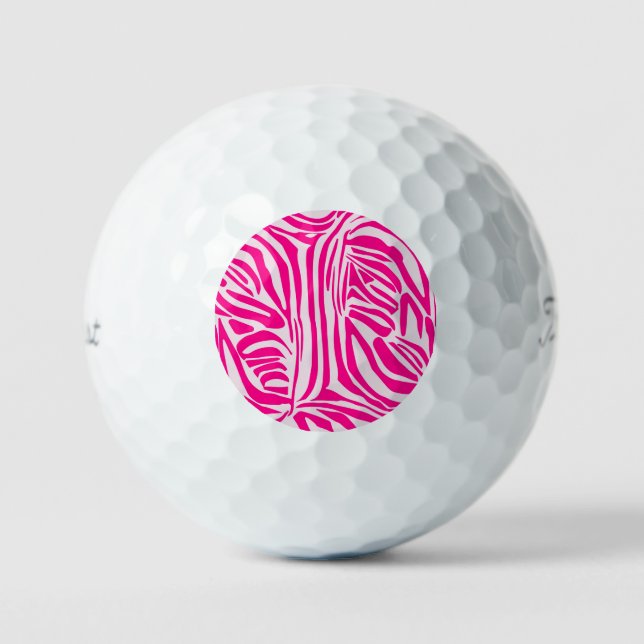 Pink Zebra Print Pattern Golf Balls (Front)