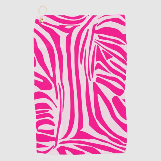 Pink Zebra Print Pattern Golf Towel (Front)
