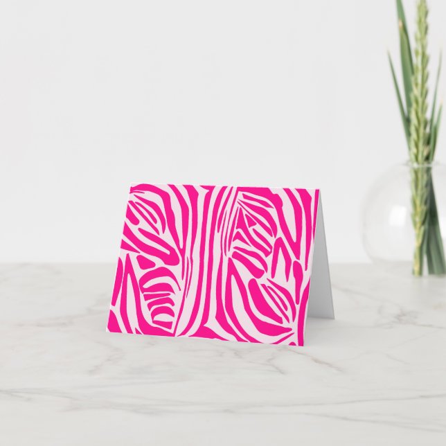 Pink Zebra Print Pattern Holiday Card (Front)