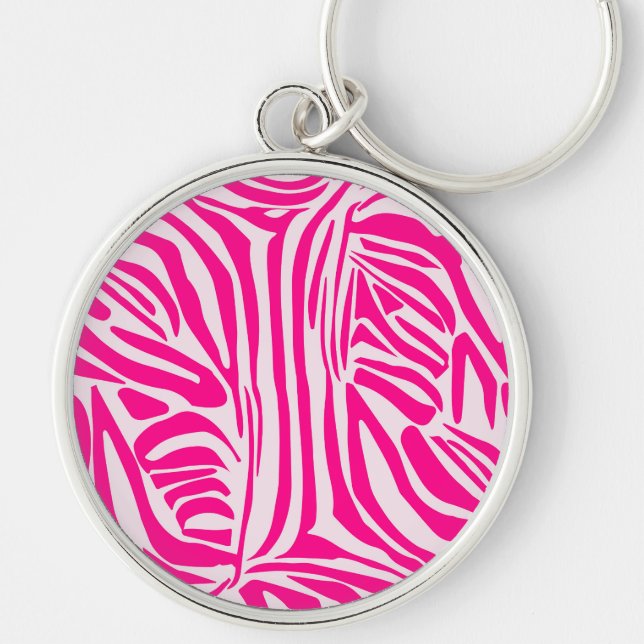 Pink Zebra Print Pattern Key Ring (Front)