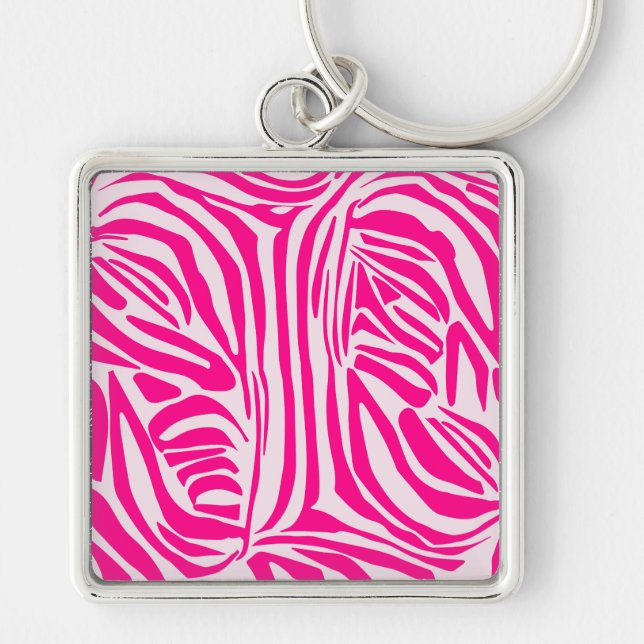 Pink Zebra Print Pattern Key Ring (Front)