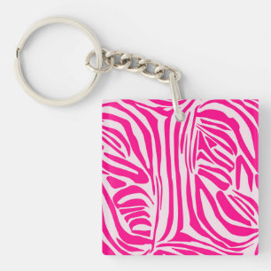 Pink Zebra Print Pattern Key Ring