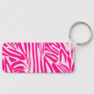 Pink Zebra Print Pattern Key Ring