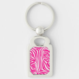 Pink Zebra Print Pattern Key Ring