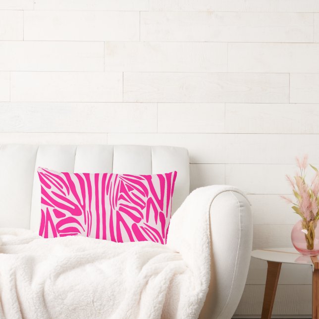 Pink Zebra Print Pattern Lumbar Cushion (Couch)