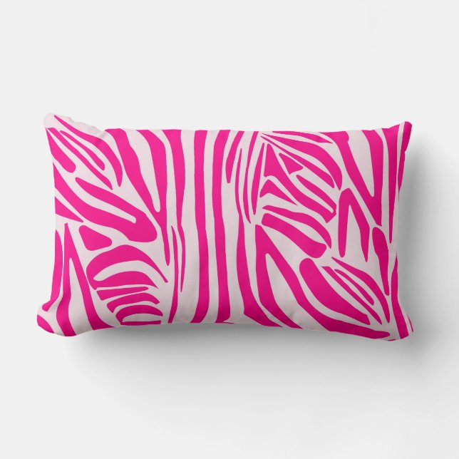 Pink Zebra Print Pattern Lumbar Cushion (Front)