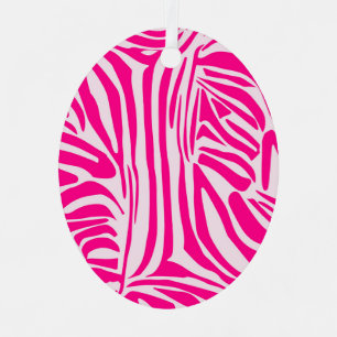 Pink Zebra Print Pattern Metal Tree Decoration