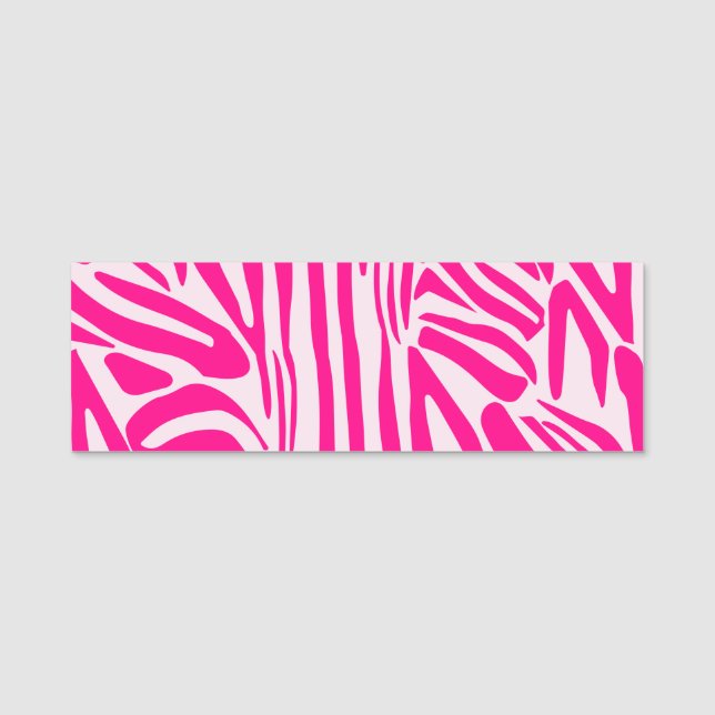 Pink Zebra Print Pattern Name Tag (Front)
