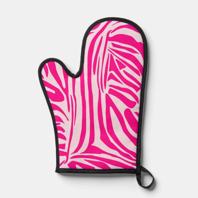 Pink Zebra Print Pattern Oven Mitt (Front)