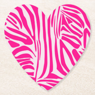 Pink Zebra Print Pattern Paper Coaster