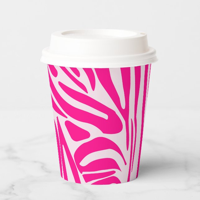 Pink Zebra Print Pattern Paper Cups (Front)