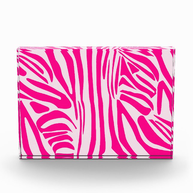 Pink Zebra Print Pattern Photo Block (Front)