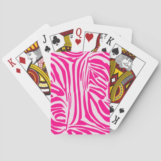 Pink Zebra Print Pattern Playing Cards (Back)