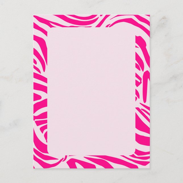 Pink Zebra Print Pattern Postcard (Front)