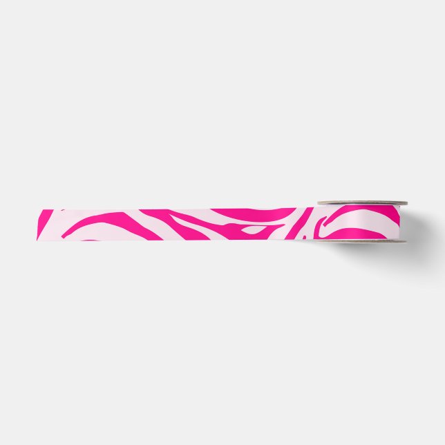 Pink Zebra Print Pattern Satin Ribbon (Front)